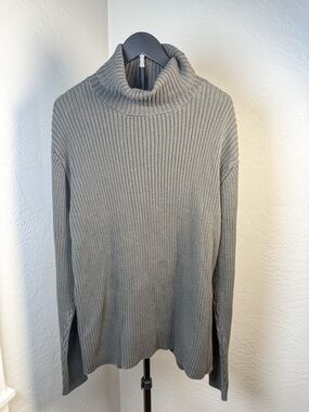 Alex Stevens Men’s Ribbed Turtleneck Sweater Gray 100% Cotton Size L